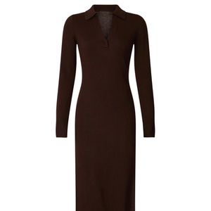 STAUD Crown Polo Dress in Brown Size Medium